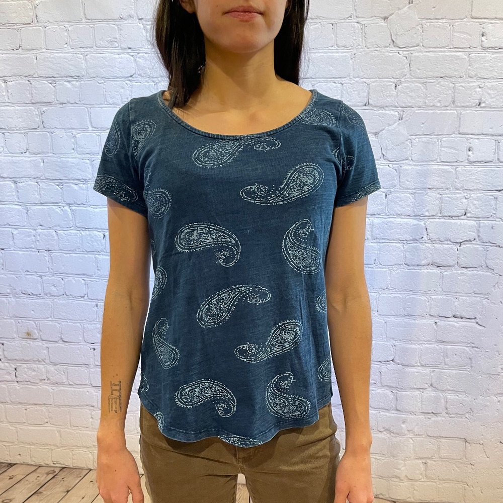 Navy Lucky Brand Paisley Short Sleeve Shirt